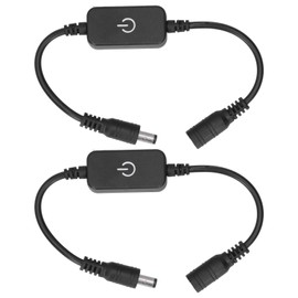 2pcs Mini LED Brightness Dimmer Switch 1ft Length Cord Adjustable Single Color On/Off Sensitive Touch Controller DC 12V-24V