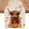 Fall Table Runner Cow Pumpkin Maple Branch Burlap Table Runners