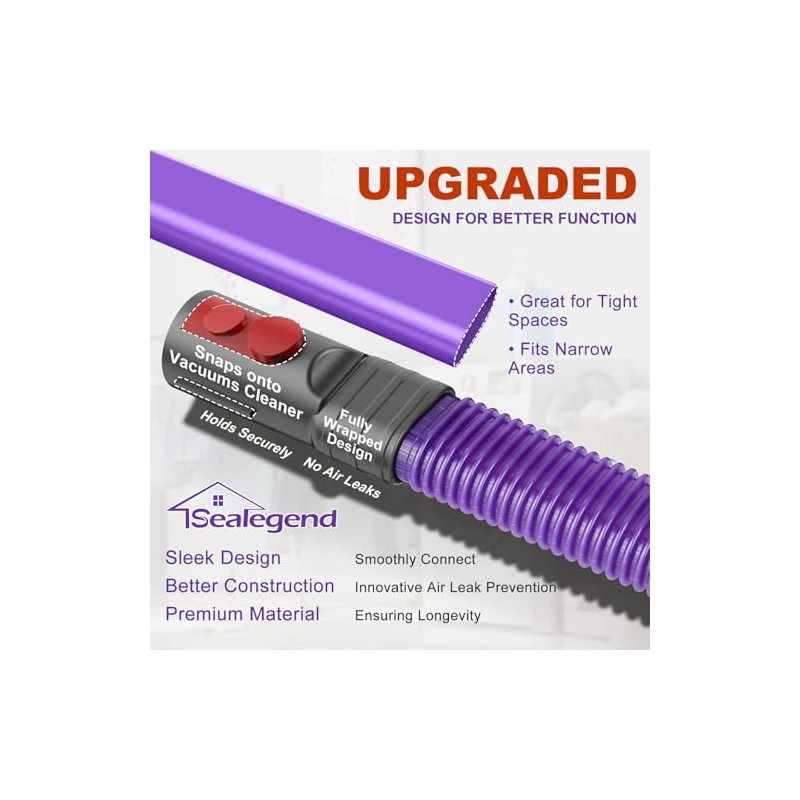 Sealegend Dryer Lint Vacuum Attachment Hose Compatible with Dyson V15