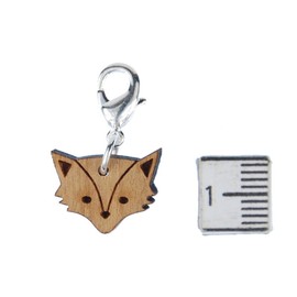 Miniblings Fox Head Charm Pendant Zipper Pull Animal Cat Zoo Wood