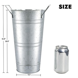 ZOOFOX 3 Pack Large Galvanized Metal Vases, 11 Inch Farmhouse French Flower Bucket Vase with Handles, Metal Floral Container for Cut Flowers, Flowers Arrangements, Table Centerpiece Wedding Decor