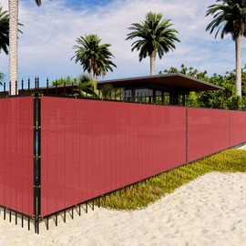 INFRANGE Heavy Duty 195GSM Red 3' x 44' Fence Privacy Screen Windscreen,with Bindings & Grommets Mesh Shade Net Cover for Wall Garden Yard Backyard-Cable Zip Ties Included