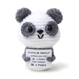 Huipalon Positive Panda Gifts Crochet Panda Funny Emotional Support Gift Panda Positive Gifts Cheer Up Gifts for Friendship Girls Boys Cute Leaving Gifts for Colleague