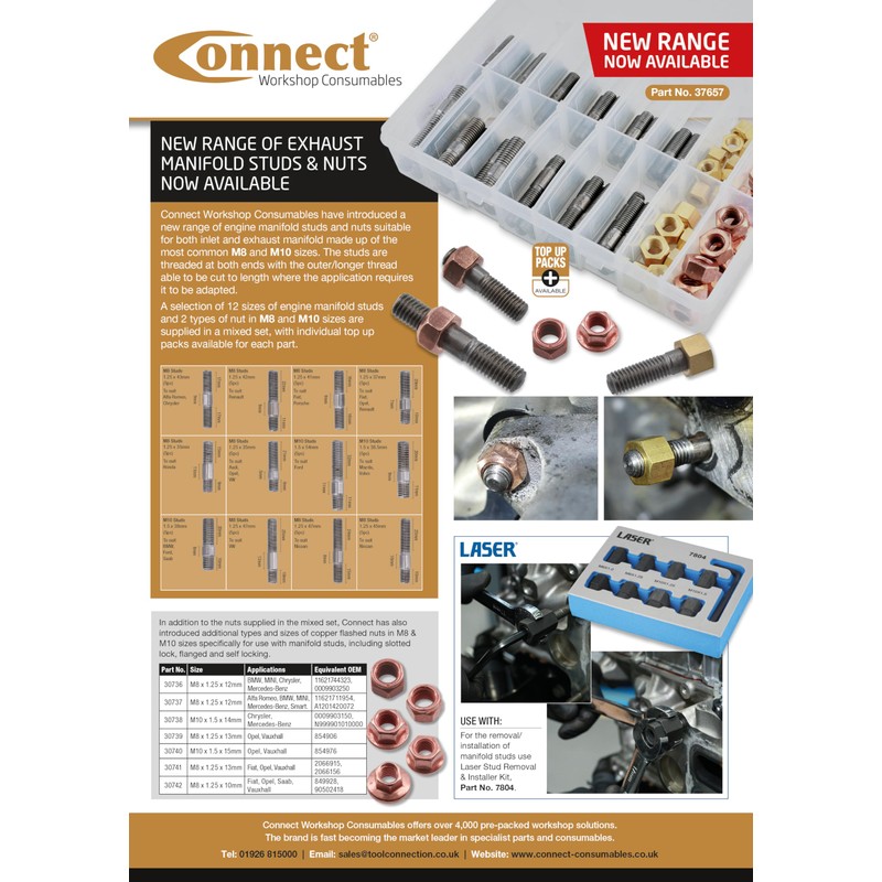 Connect 35425 Exhaust Manifold Stud M10 x 1.5 x 40mm