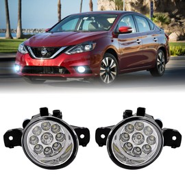 Fit For NISSAN SENTRA 2004-2019 LED Fog Lights Assembly,Front Bumper Lamps Left Right Fog Light Assemblies,55W,IP67,Pack of 2. (White, 6000K White)