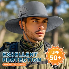 DRESHOW Women's Sun Hat UV Protection Hat Foldable Mesh Wide Brim Fishing Ponytail Summer Hats Beach Bucket Hats