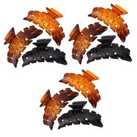 FOMIYES 18pcs Large Fishbone Hair Claw Clips Plastic Octopus Grippers for Women Non-slip Design for Thick Thin Hair Includes Black Tortoiseshell and Amber Colors