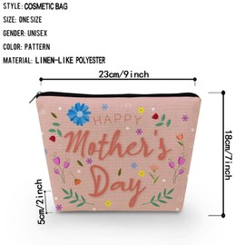 Livel lhood Floral Mother's Day Makeup Bag Pink Floral Pattern Canvas Organizer Zipper Pouch Happy Mother's Day Cosmetic Bag Present for Best Mom Mother Grandmother Aunt Women, asnt0591