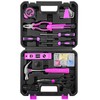 SOLUDE Pink Tool Set,102-Piece Home Pink Tool Kit for Women