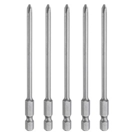 HARFINGTON 5pcs #1 Phillips Screwdriver Bit PH1 1/4" Hex Shank 4" (100mm) Long Magnetic S2 Steel Industrial Grade Screw Driver Bit Cross Head Electric Drill Bits 0.157" (4mm) Rod
