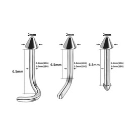 BLISI Nose Rings Titanium Nose Piercings Screw for Women Nose Rings L-Shaped Nose Studs Set for Women Men (6PCS Set 4, 20G 6.5X2)