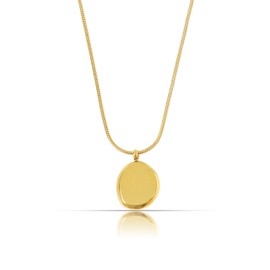 Made by Nami Women's Gold Necklace with Round Coin Pendant Gold Waterproof Jewellery Gift for Her, Stainless Steel