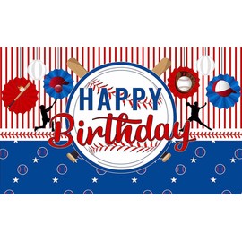 Baseball Birthday Party Decorations Backdrop with Ribbon 180cm*110cm Banner Decorations for Photography Birthday Pastry Boy Girl Celebration (Baseball C)