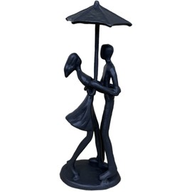 Waazai Passionate Love Iron Statue Affectionate Couple Art Sculpture Handcrafted Cast Iron Figurine Romantic Metal Ornament Abstract Modern Accents Home Office Decor (Style 7)