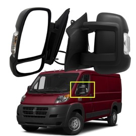 Driver Side Mirror Compatible with 2014-2024 Ram Promaster 1500 2500 3500 Short Arm With Power Glass Heated Turn Signals Light Temperature Sensor Manual Folding Textured Black 8+2 Pins #5VE99JXWAD