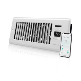 Howeall Super Quiet Register Booster Fan for 4" x 10" Register Holes, Smart Register Vent with Dual Intelligent Thermostat and WIFI App Control, Heating Cooling AC Vent Fan (White)