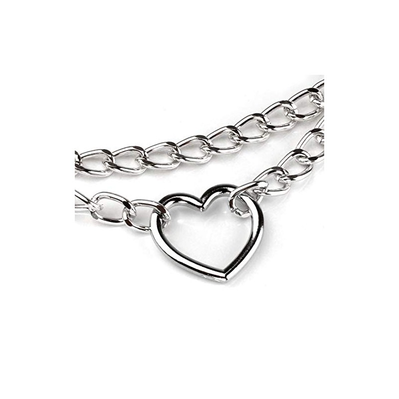 Eigso Punk Gothic Necklace Chains and Heart PU Leather and