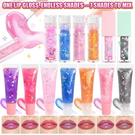 Jcoos Lip Gloss Making kit, Color Changing Lip Oil 64PCS Make Your Own Lip Gloss Kit, Flavored Lip Gloss Moisturizing, Lipgloss Sets for Girls Women Adults Kids Lip Gloss, Christmas Gifts Girl Stuff