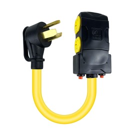 Power Convert Adapter Compatible with NEMA 10-30P to 4X 5-20R/15R with 20 Amp Circuit Breaker, 220/250V Electrical Stove/Range/Oven Male Plug Gas 110/125V（1.5FT）