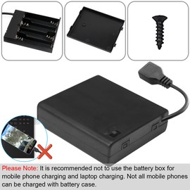 DKARDU 4 piezas de 4 soportes de batería AA, interruptor USB, enchufe hembra USB de 6 V, 4 x 1.5 V, caja de batería AA, interruptor de encendido/apagado para luz LED de coches RC