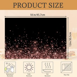 Rose Gold Glitter Placemats Set of 6 Place Mats for Kitchen Table Washable Farmhouse Linen Table Mats Dining Decoration 12x18 Inch