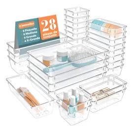Organizador De Cajones Joyas Maquillaje 28 Pzas De Plástico                                                                                           