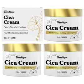 TERRAFIQUE Cica Cream - Centella Moisturizer Face Cream - Anti Aging Face Cream For Women - Hydrating Face Moisturizer For All Skin Types - 5 Oz / 150 Ml each - Pack of 3