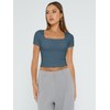 Trendy Queen Womens Square Neck Going Out Crop Tops Short