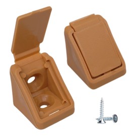 (Pack of 20 pcs) Light Brown Shelf Brackets 20 x 20 mm, Furniture Corner Joints, 90 Degree Plastic Corner Brace Joint, Right Angle, Screws Included (20, Light Brown)