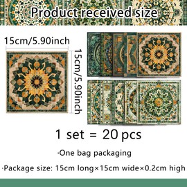 sanderala 20psc Decorative Tile Stickers Backsplash,Peel & Stick Adhesive Wall Stickers Waterproof Traditional for Kitchen Bathroom DIY(6x6in,15x15cm)