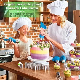 Lecute Set Manga Pastelera Reutilizable 12 Duyas Reposteria Clavo Tijeras Espatula Decoracion Pasteleria Decoracion Glaseado Preparacion de Postres Pasteles Galletas Kit Completo (Rosa)