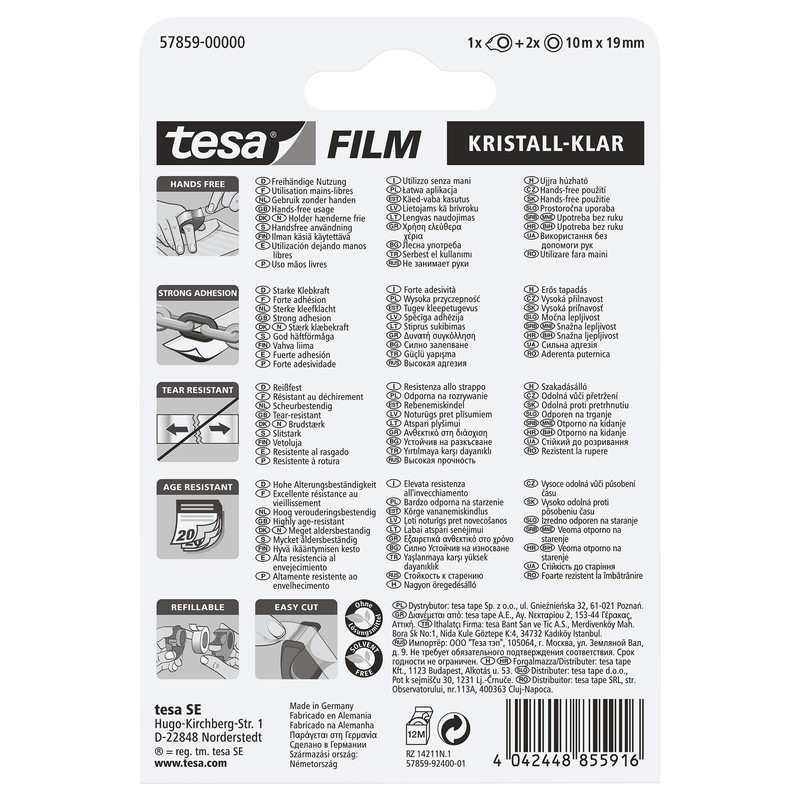 tesafilm Mini Abroller mit 2 Sütck tesafilm Rollen kristall-klar