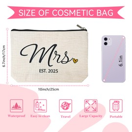 DJOLY Wedding Bridal Shower Gifts for Bride To Be 2025 Future Mrs Makeup Bag, Bridal Shower Decorations, Engagement Gifts Bachelorette Party Accessories for Women, Small Cosmetic Travel Zipper Pouch