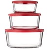 Anchor Hocking Classic Glass Food Storage Containers with Lids, Red,