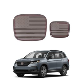 Front Grille Rear Tailgate Emblem Cover Compatible with Honda Pilot/Passport 2019-2022, Smoked Front & Rear Emblem Badge Logo Cover Trim Sticker Decal Protector Accessories, ABS (Black)