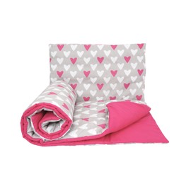 2 Piece Baby Children Quilt Duvet & Pillow Set 80x70 cm to fit Crib or Pram (Pink Hearts)