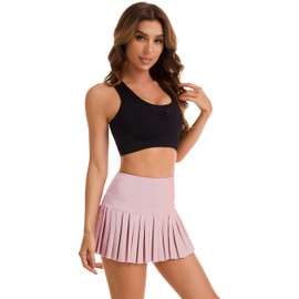 Yknktstc - Falda de tenis para mujer con bolsillo plisado, falda de golf, pantalones cortos deportivos para entrenamiento activo, Rosado, M