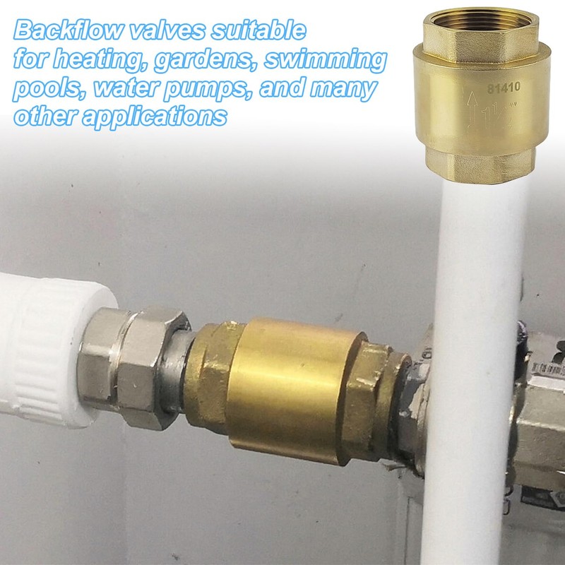 Backflow Preventer 1 1/2 Inch Brass, Anti-Backflow Check Valve, Vertical