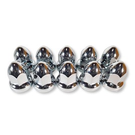 Pointed Nut Caps 33mm H60 ISO Chrome Plated Dress Up American Euro Custom Truck Dump General Purpose Decorated Truck (Set of 10 (+Spare))
