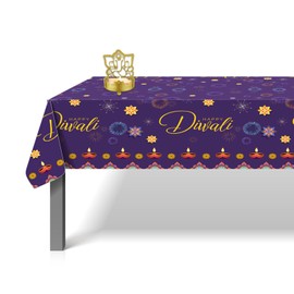 iwiio Diwali Table Cloth Diwali Decorations Disposable Tablecloth Festival of Lights Plastic Table Cover for Rectangle Tables, Indian Diwali Lights Party Decor Supplies, 51 * 87 Inch