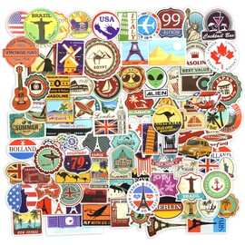 100PCS Waterproof Travel Stickers for Suitcase,Adventure Hiking Camping Stickers, Laptop, Scrapbook, Water Bottles, Skateboard – Durable Outdoor Vinyl Sticker for Teens, Kids, Camping, Hiking Fun