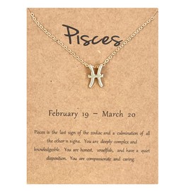 Pisces Zodiac Necklaces for Women Girls Pisces Constellation Necklace Gold Pisces Pendant Necklace Gifts for Women Zodiac Pisces Jewelry Piceses Necklaces Horoscope Necklace