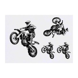 4 x 'Dirt Bike Jump' Temporary Tattoos - Water Resistant, Skin-Safe, Non-Toxic Transfers, Mixed Sizes (TO00076778)
