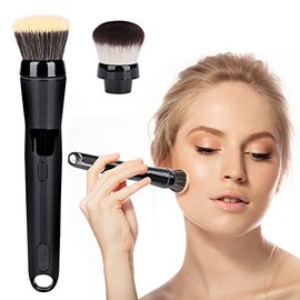 Brocha de Maquillaje Retráctil Brocha de Maquillaje de Marmoleado Corto Brocha de Maquillaje de Viaje Portátil con Mango Estirable para Corrector de C