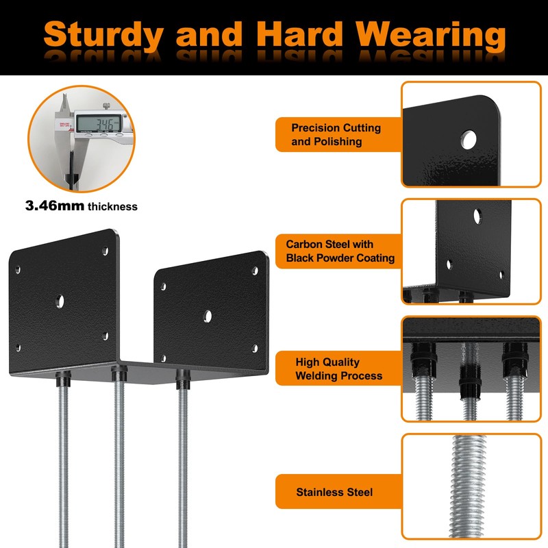 FMhotu 6x6 Concrete Post Base(4 PCS), Deck Post Base Holder