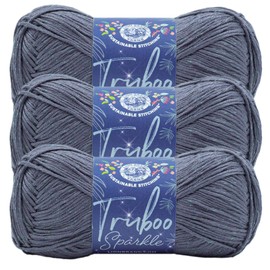 (3 Pack) Lion Brand Yarn Truboo Sparkle Bamboo Yarn, Thunder