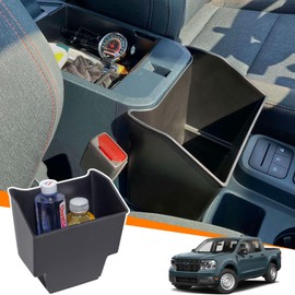 TOPINSTALL Console Storage Box Compatible with 2022-2025 Ford Maverick Accessories, Front Seat Armrest Box Large Capacity Center Console Organizer Multi-Function Cup Holder Insert Trash Can