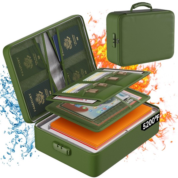 DocSafe 5200°F Document Organizer with Lock,Upgraded Heat Insulated Fireproof＆Waterproof Box