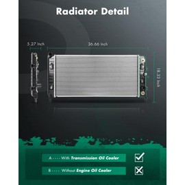 SCITOO Engine Coolant Aluminum Radiator Assembly for 2005-2008 for Buick for Allure 3.6L 2005-2008 for Buick for LaCrosse 3.6L 2008-2009 for Buick for LaCrosse 5.3L; Replace: 2827