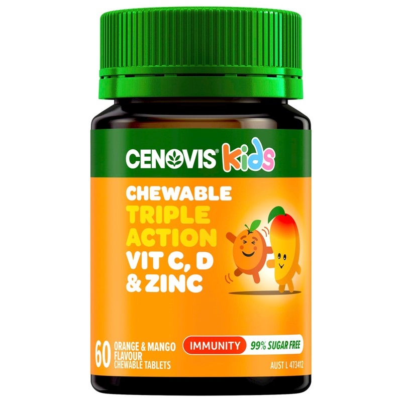 Cenovis Kids Chewable Triple Action Vit C, D & Zinc,
